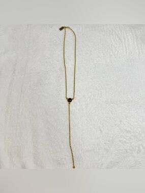 Lady Grey Tie Necklace Golden Tigers Eye Y-drop Modern Jewelry